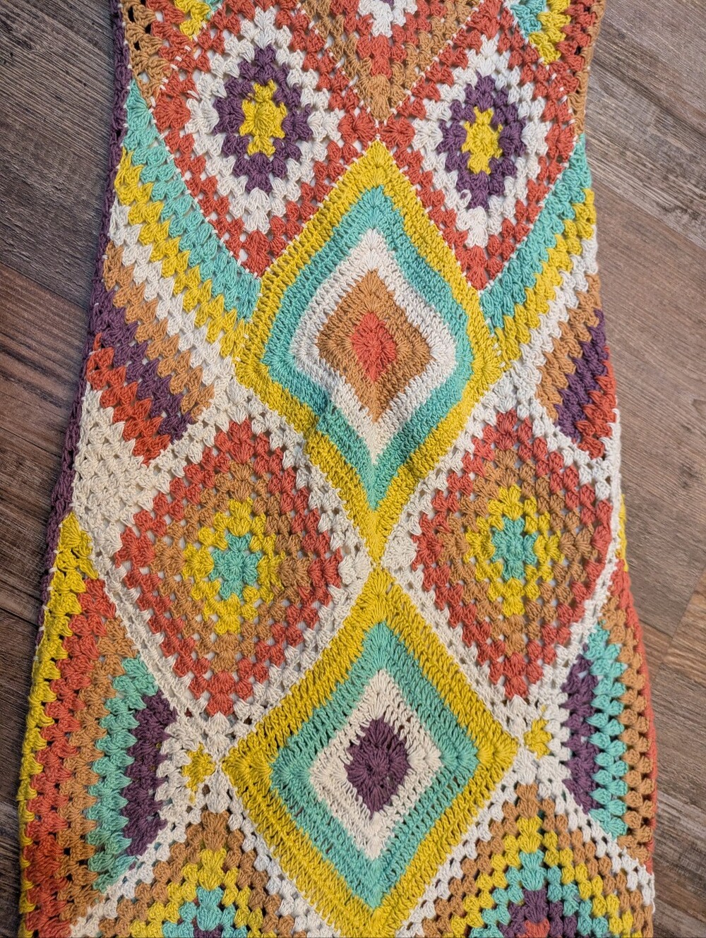 Zara Colorful Crochet Patchwork Midi Dress Boho Beach Sz M - Picture 6 of 16
